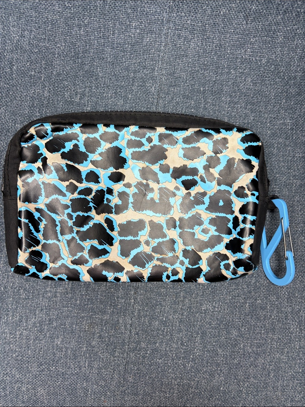 adidas by Stella McCartney Leopard Pattern Big Wallet Pouch Blue Black - Picture 4 of 11